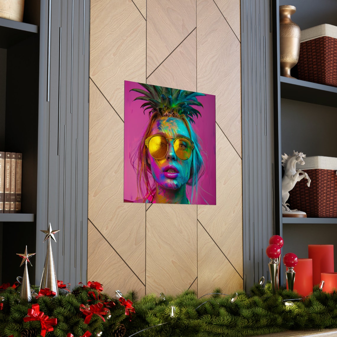 Pineapple Girl Abstract Portrait, Fruit Wall Art Print - Image 3
