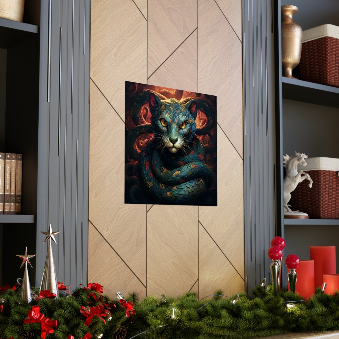 Serpent Cat Psychedelic Cat Lovers Art Print - Image 3