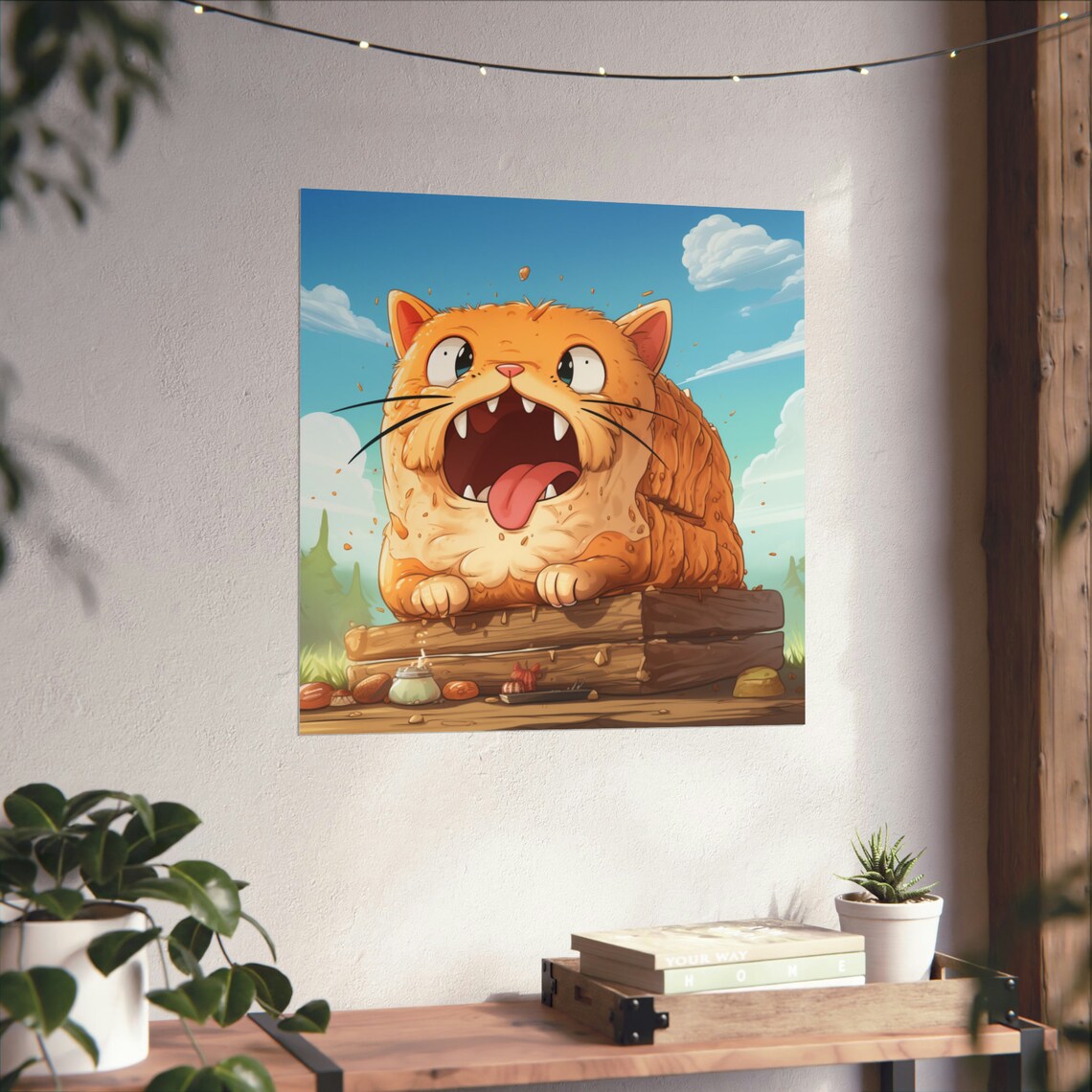 Orange Cat Loaf Poster, Happy Cat Joke Art