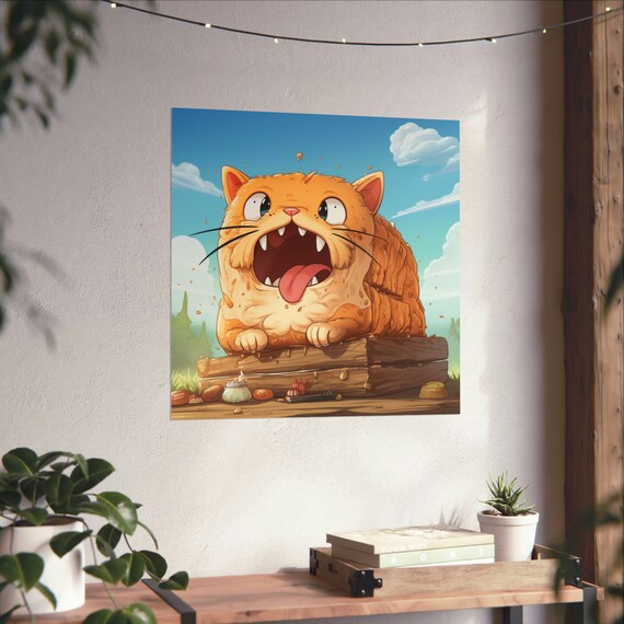 Orange Cat Loaf Poster, Happy Cat Joke Art