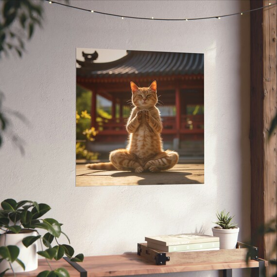 Orange Cats Yoga Kitty Balance Pose Poster