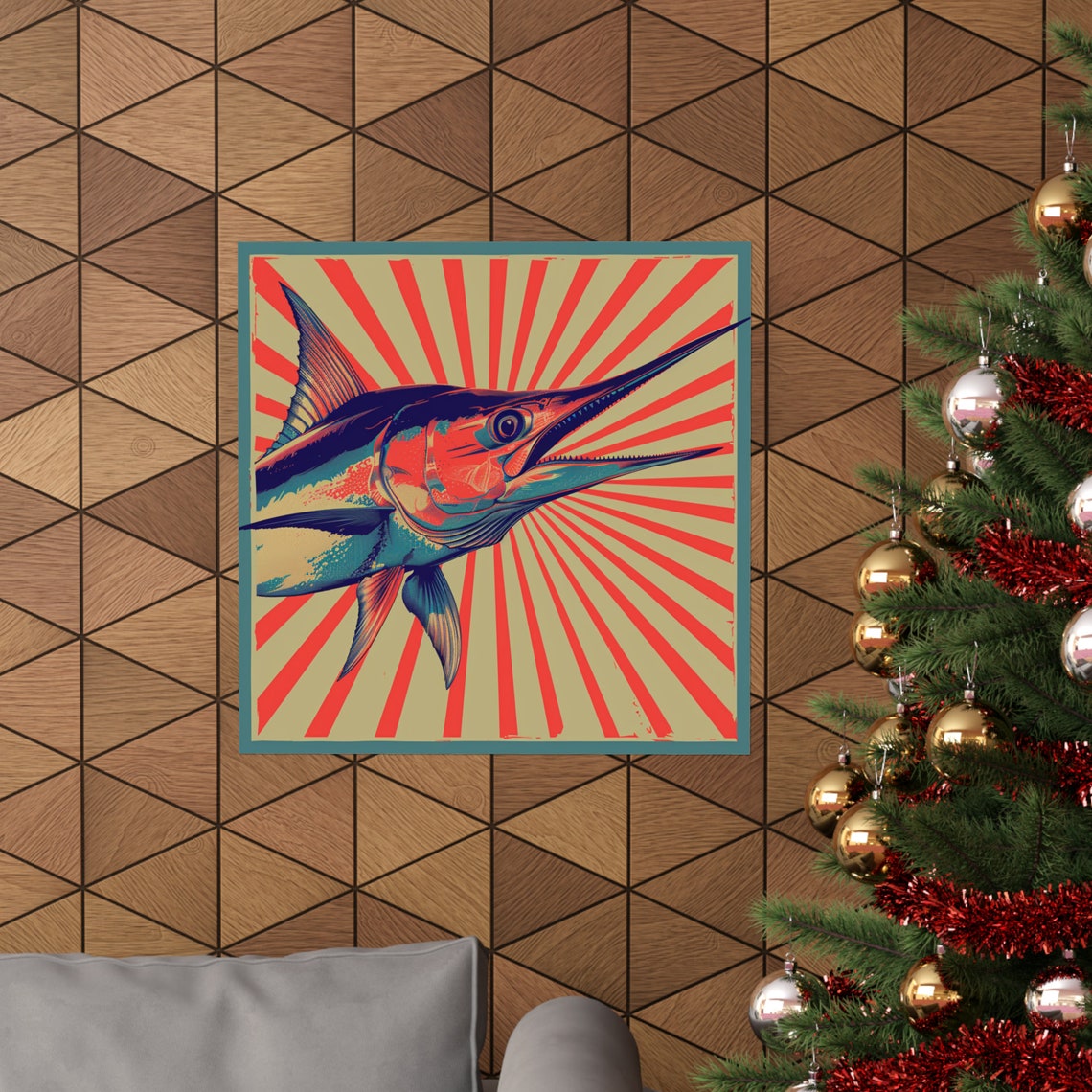 Retro Vintage Swordfish Poster, Ocean Fish Art - Image 4