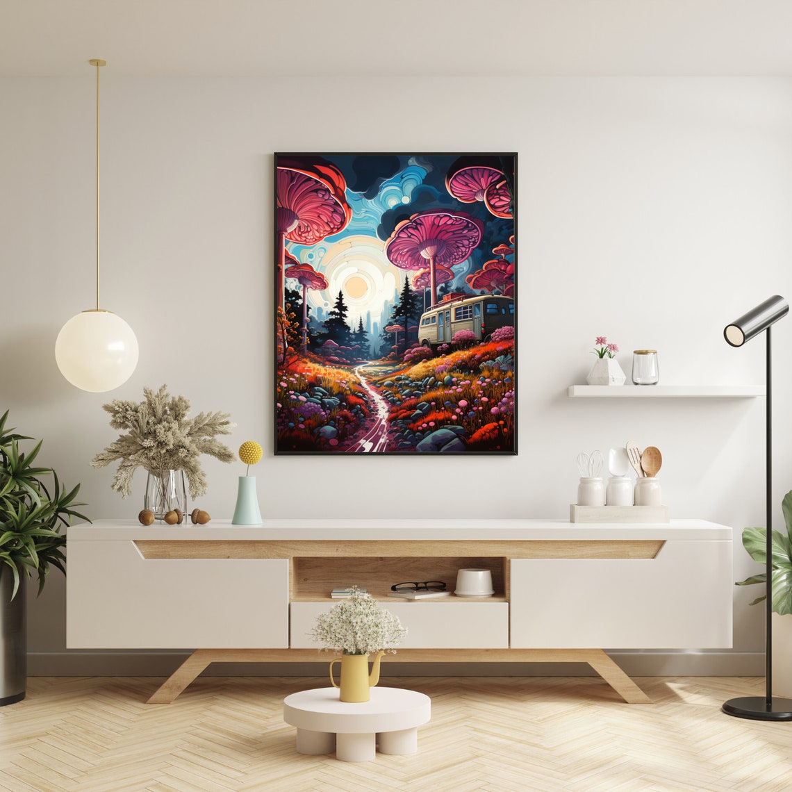 Trippy Hippy Landscape, Psychedelic Pothead Art