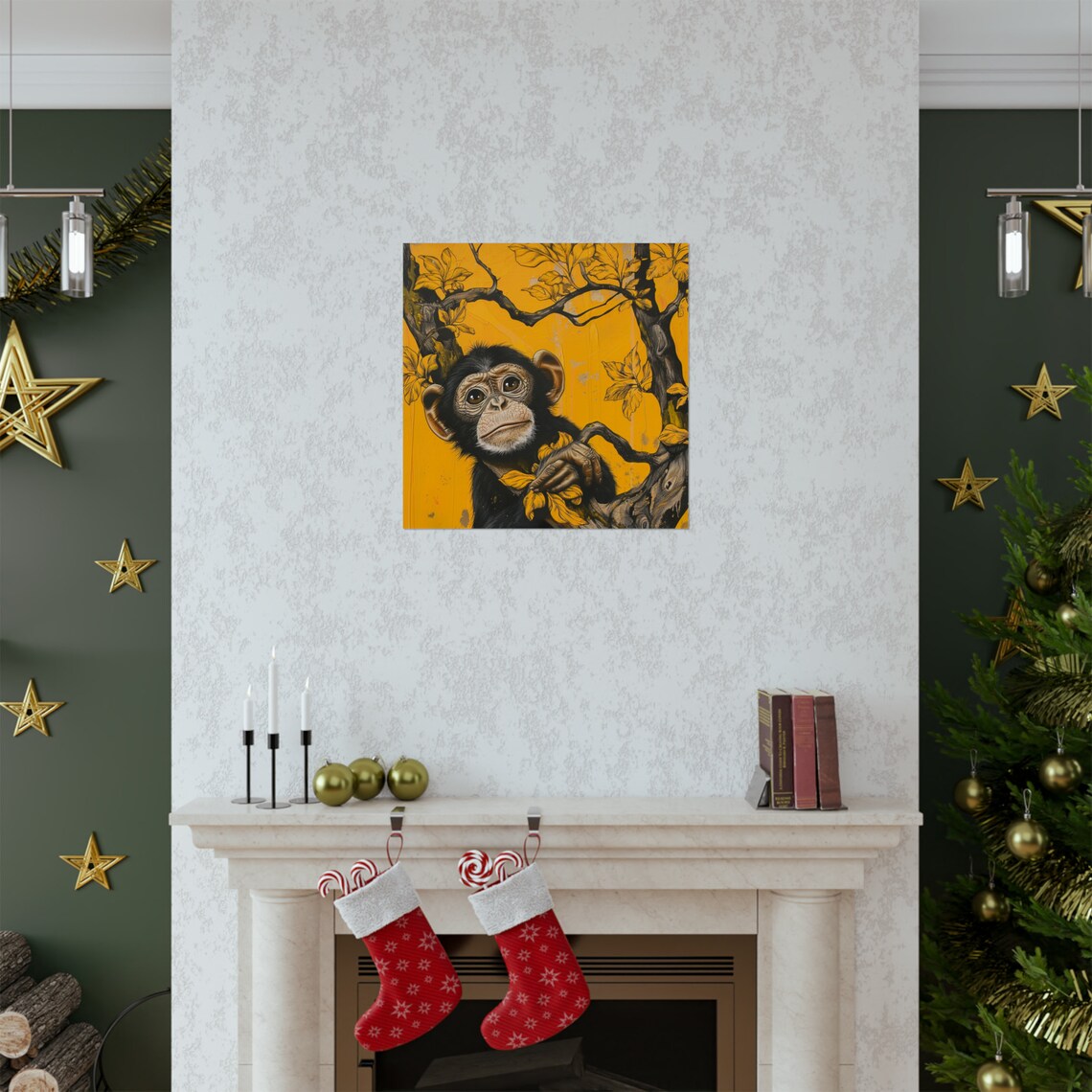 Curious Monkey Poster, Abstract Modern Animal Art - Image 2
