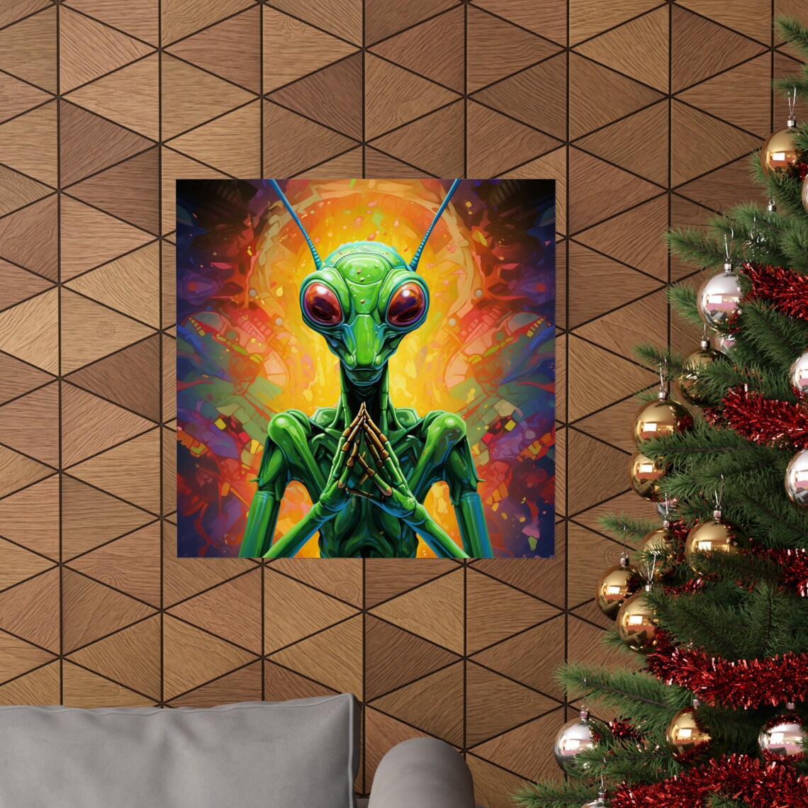 Wise Grasshopper Meditating, Psychedelic Insect Poster - Image 4