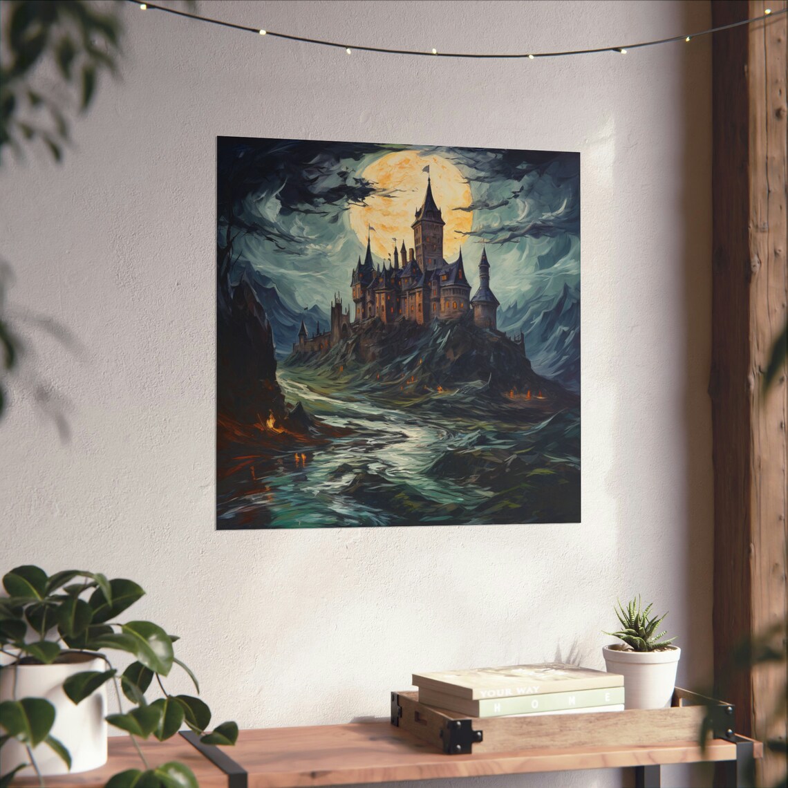 Post Impressionism Elegant Castle, Modern Art Poster