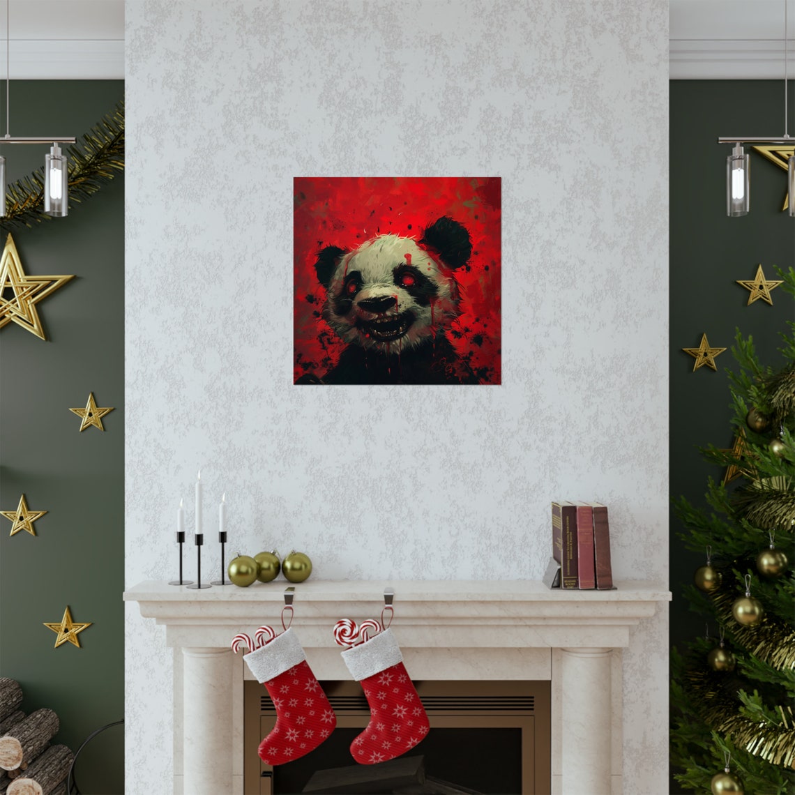 Ravaged Zombie Panda Bear, Scary Abstract Wall Art - Image 2