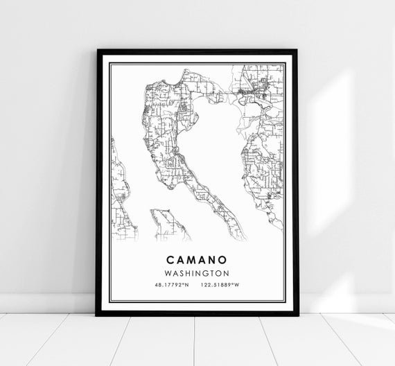 Camano Washington Map Print, Travel Poster