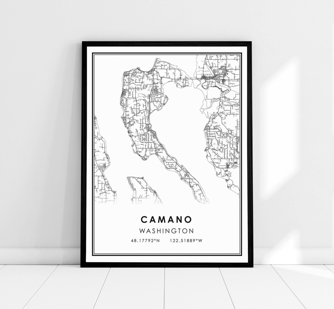 Camano Washington Map Print, Travel Poster