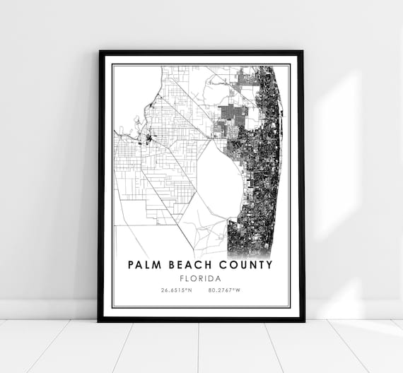 Palm Beach County Florida Minimalist Map Line Art Decor Poster
