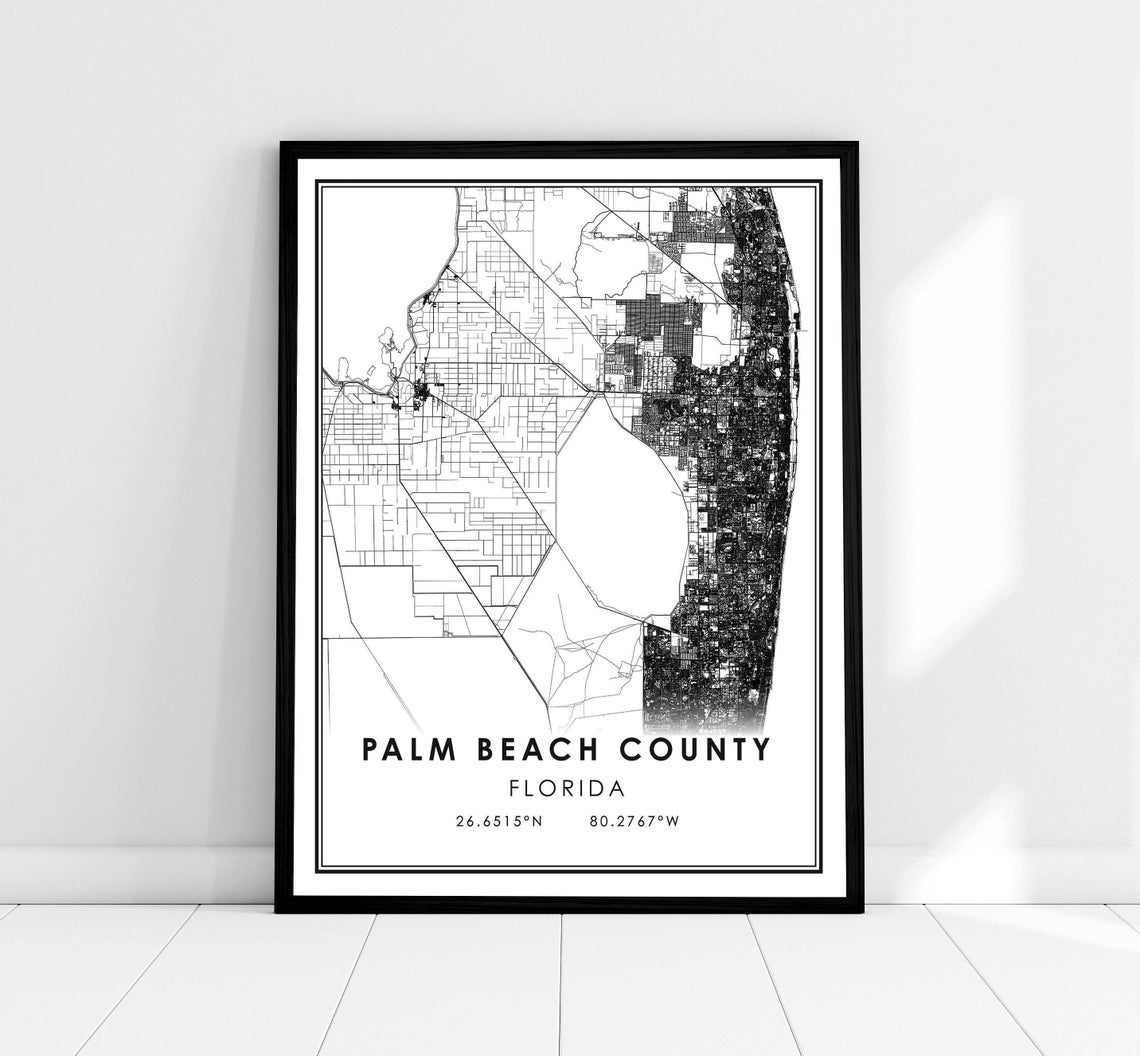 Palm Beach County Florida Minimalist Map Line Art Decor Poster