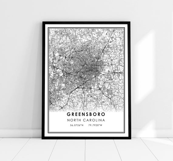 Greensboro Map Print Poster, North Carolina City