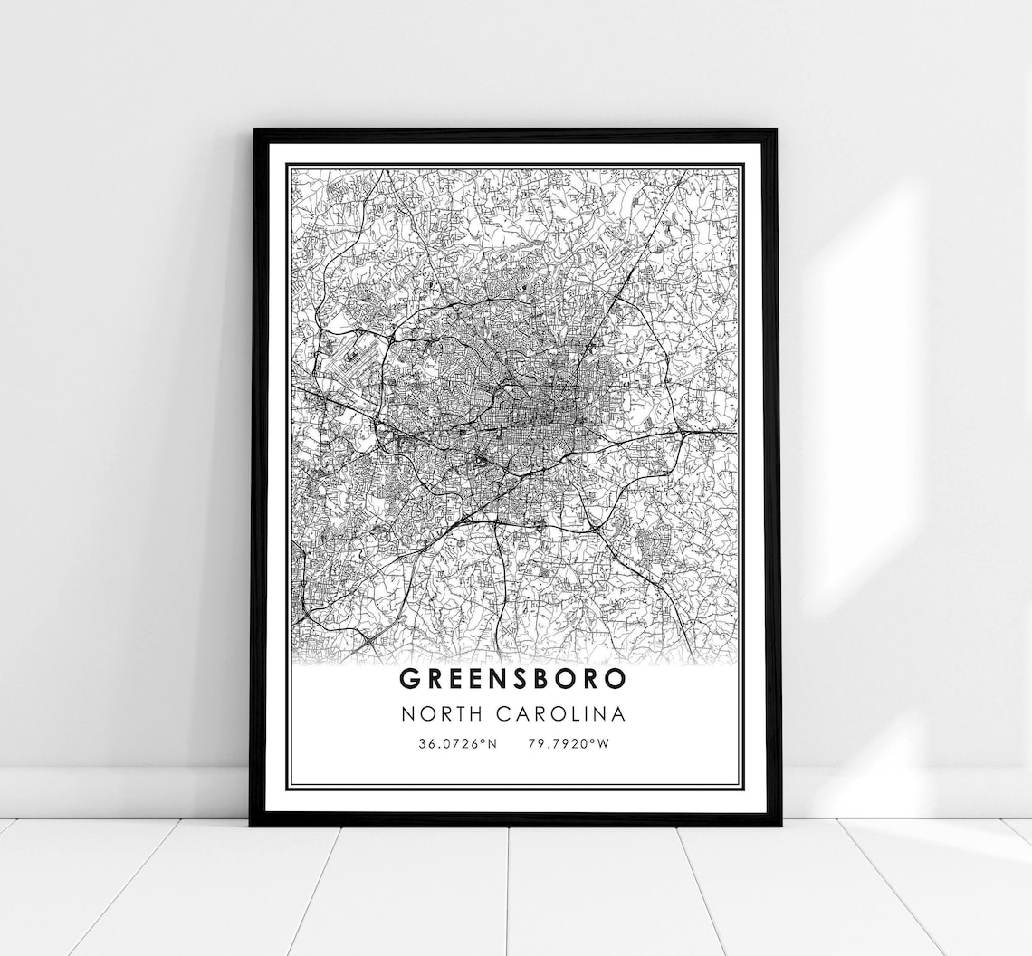 Greensboro Map Print Poster, North Carolina City