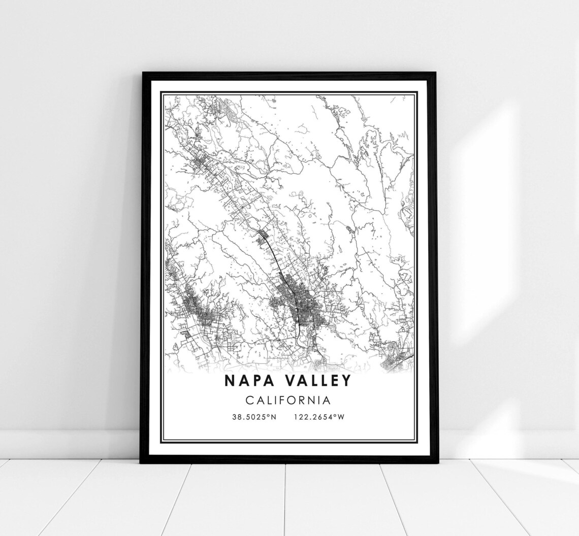 Napa Valley Map Print Poster, Travel Poster