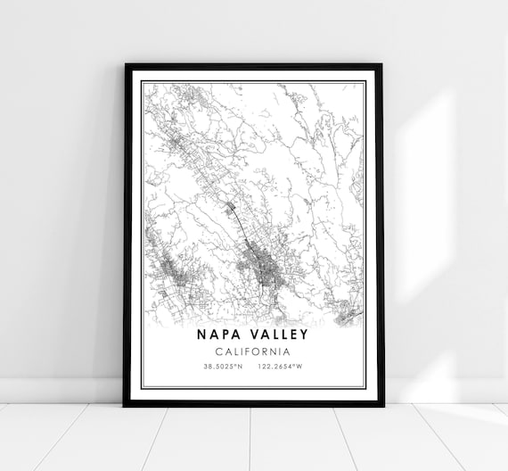 Napa Valley Map Print Poster, Travel Poster