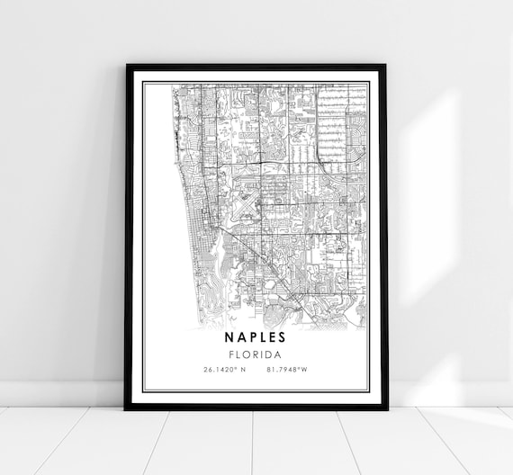 Naples Map Print Poster, Florida City Travel Map