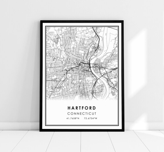 Hartford Connecticut City Street Map Line Art Minimalist Wall Poster