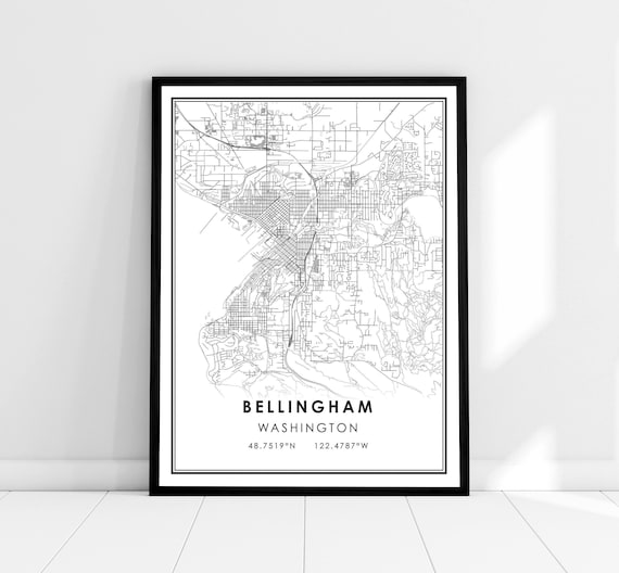 Bellingham Map Art Print, Washington City