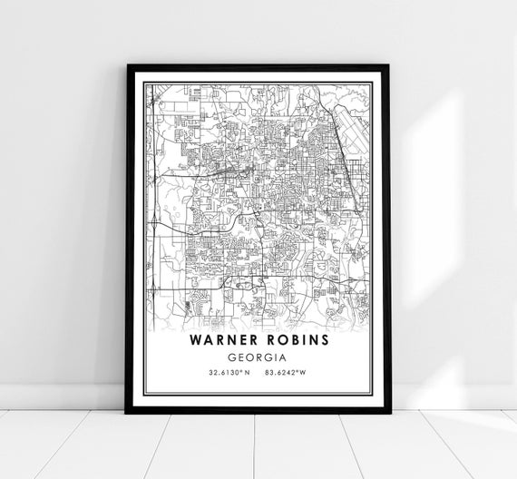 Warner Robins Map Print, Georgia City Travel Poster