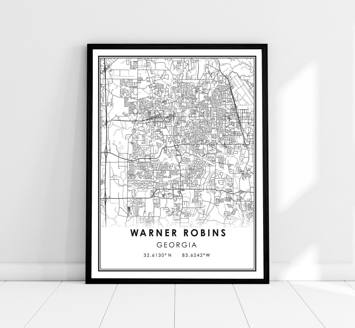 Warner Robins Map Print, Georgia City Travel Poster