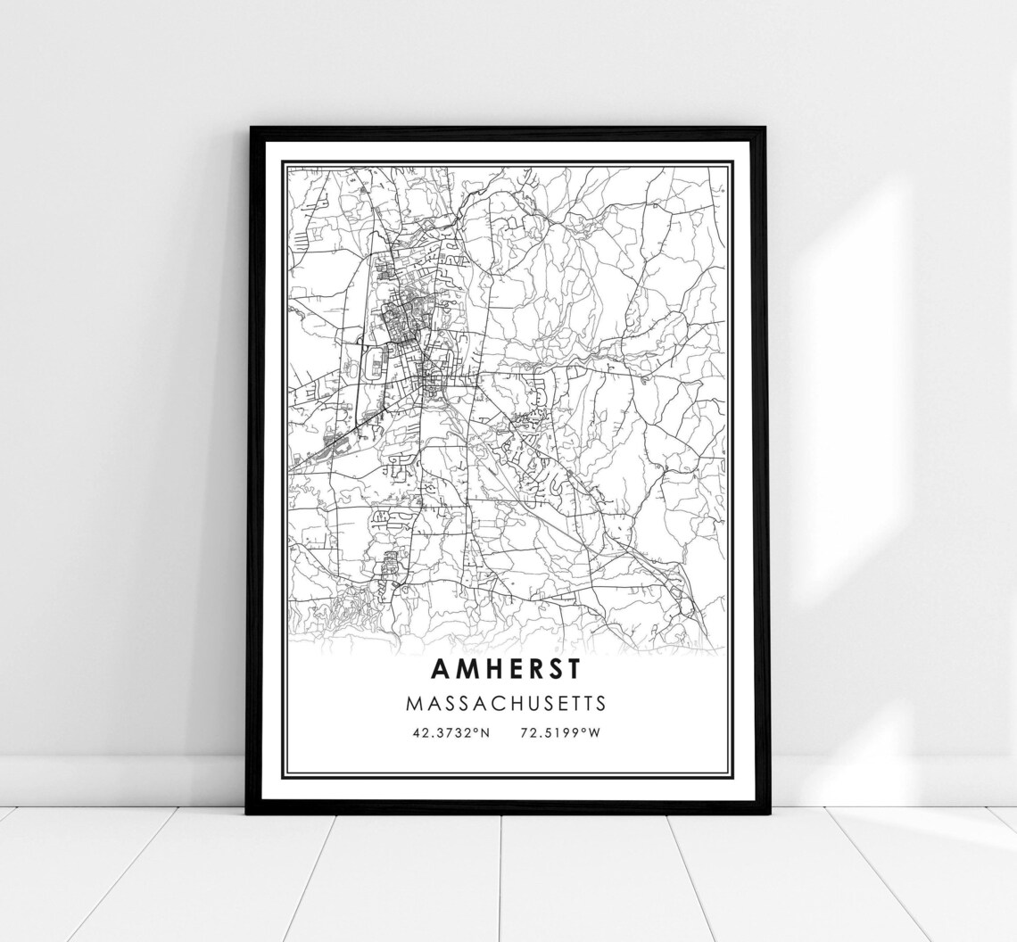 Amherst Map Print Poster, Massachusetts City