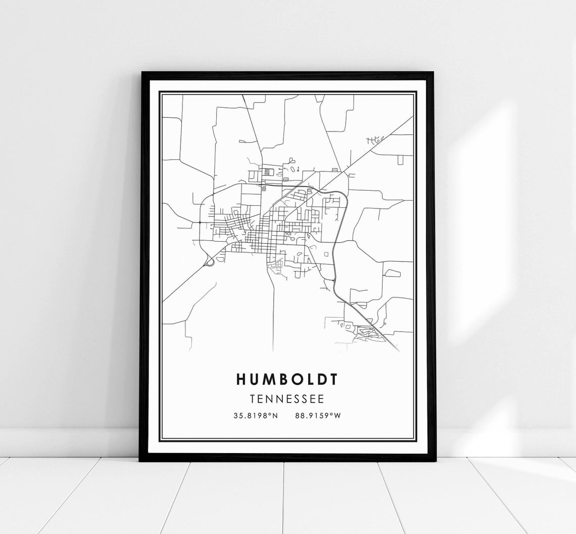 Humboldt Tennessee Minimalist Street Map Line Art Decor Poster