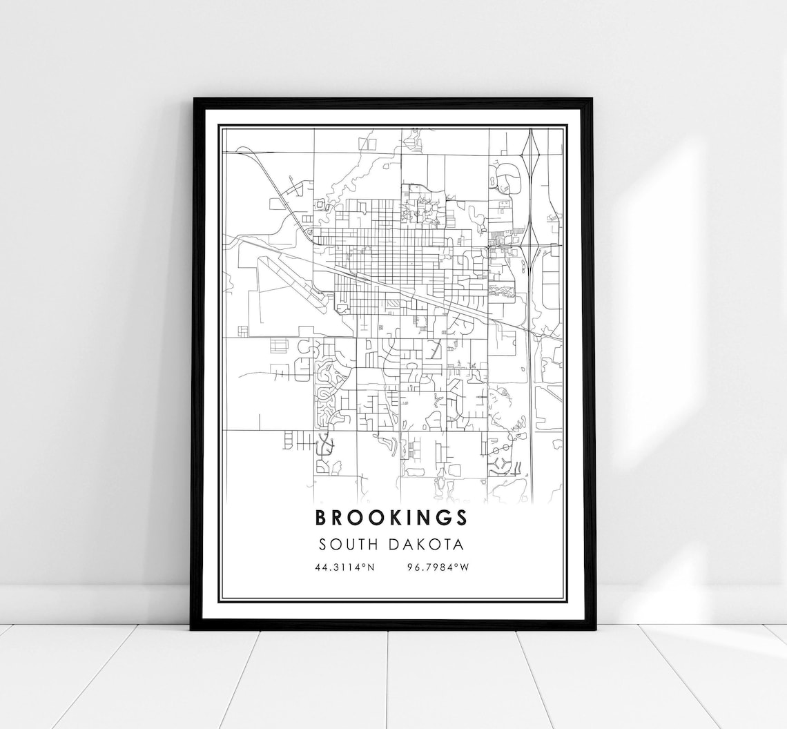 Brookings Map Print, South Dakota City Poster