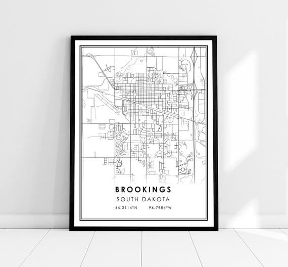 Brookings Map Print, South Dakota City Poster