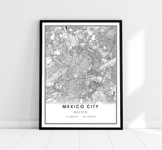 Mexico City Map Travel Poster, City Map Art Print