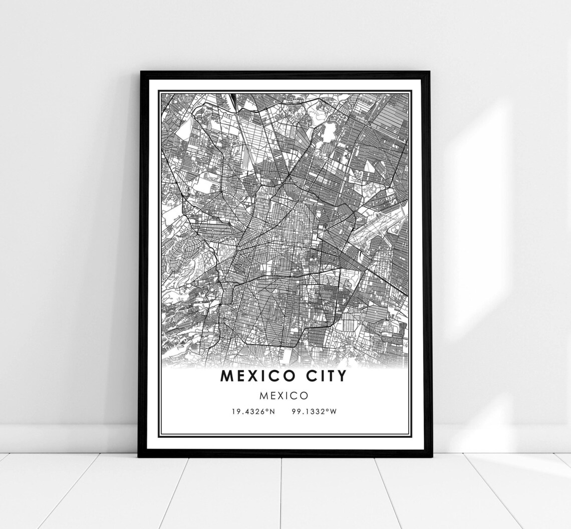 Mexico City Map Travel Poster, City Map Art Print