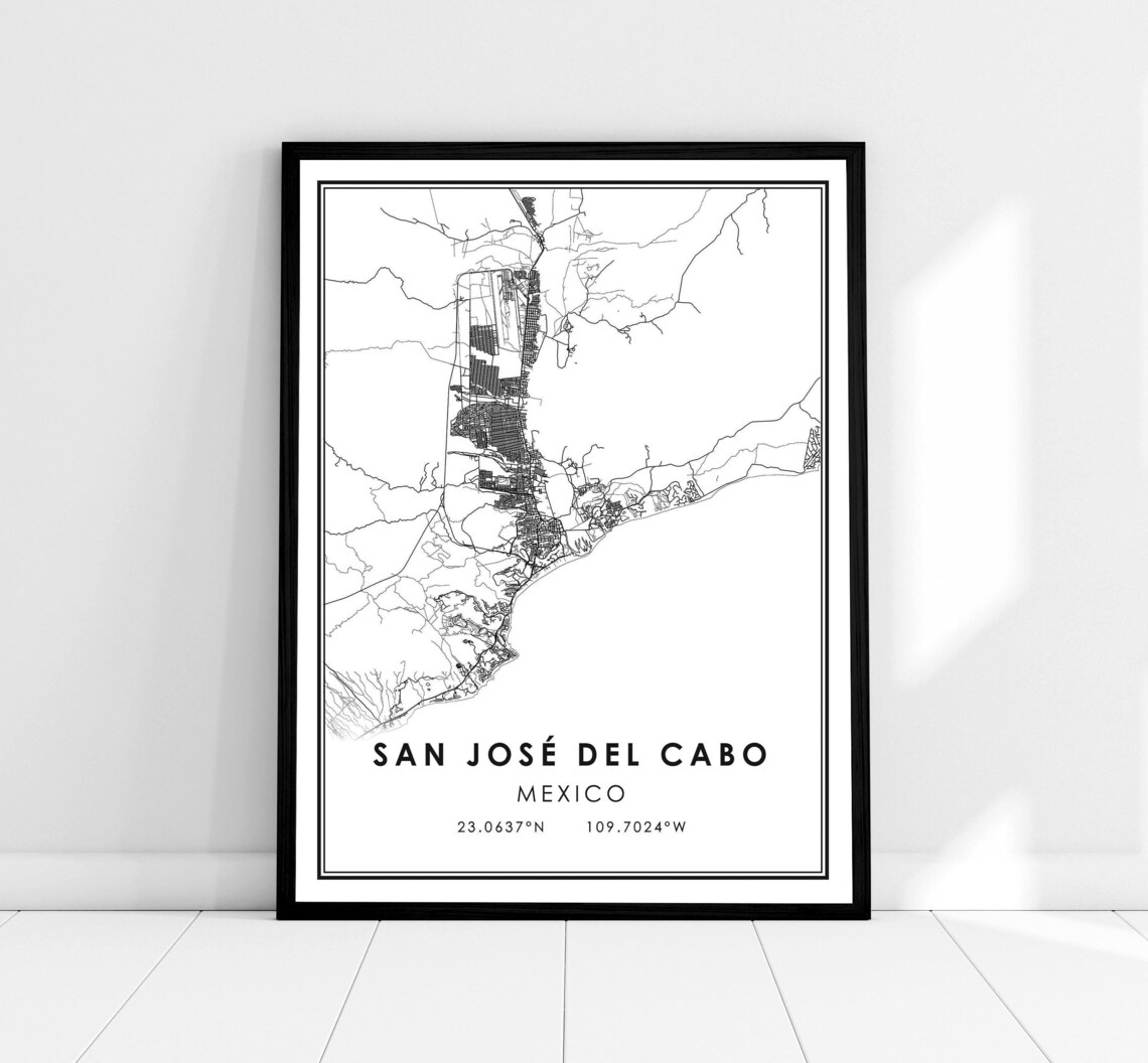 San Jose Del Cabo Map Poster, Mexico Travel Art