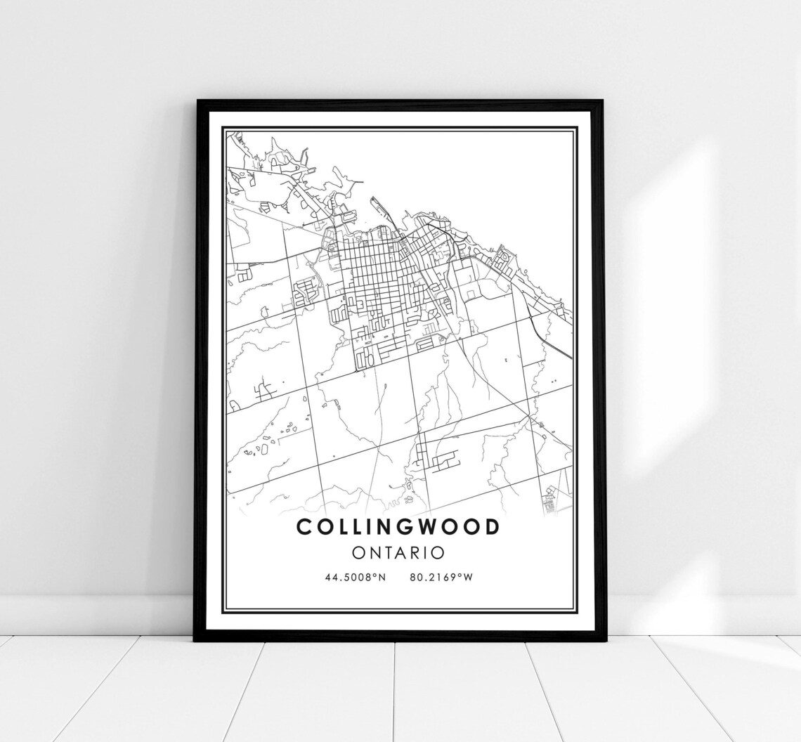 Collingwood Map Print, Ontario City Travel Poster