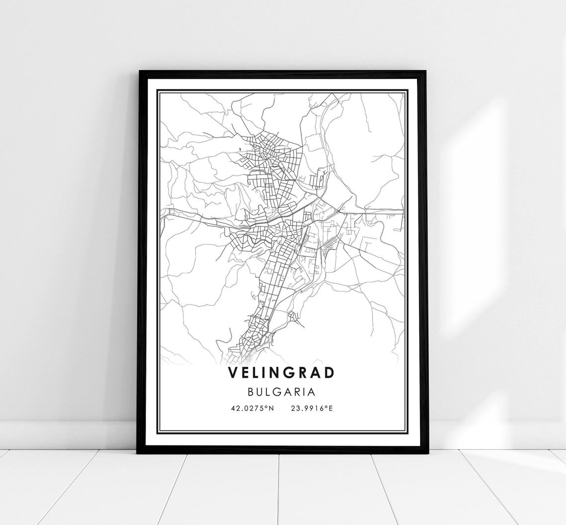 Velingrad Bulgaria Minimalist City Street Map Line Art Poster