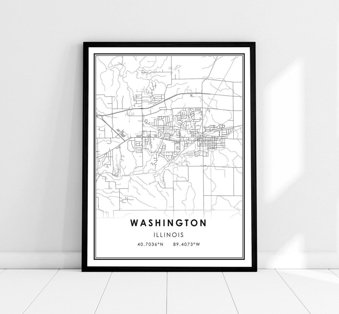 Washington Map Print Poster, Travel Map Art
