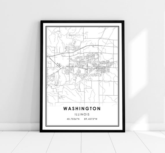 Washington Map Print Poster, Travel Map Art
