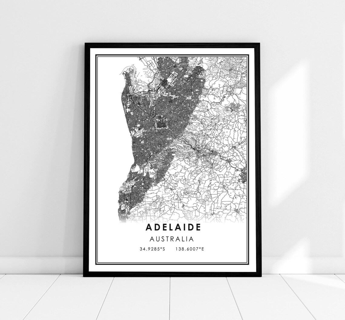 Adelaide Map Poster Print, Australia City