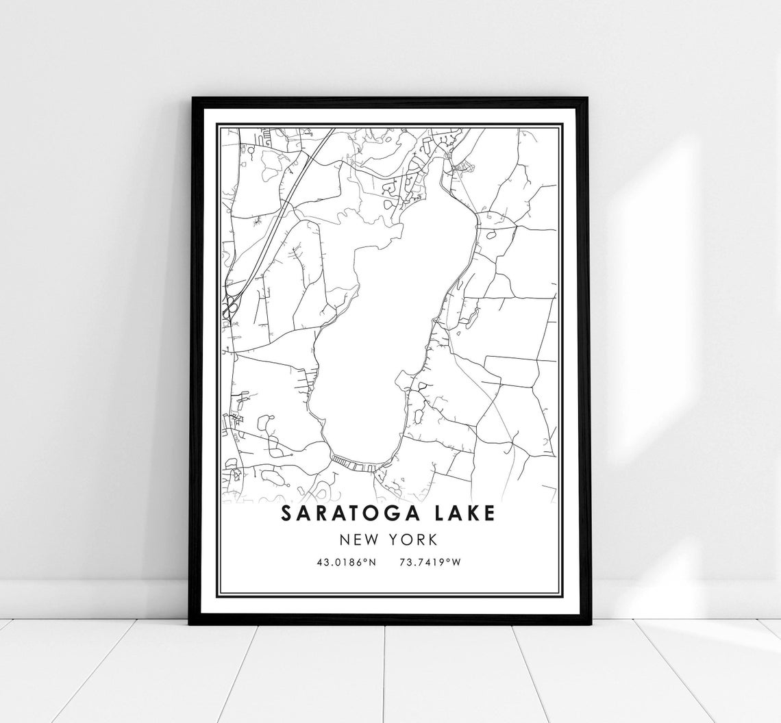 Saratoga Lake Map Print, Travel Poster