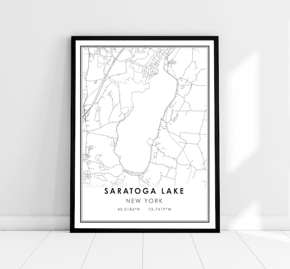 Saratoga Lake Map Print, Travel Poster