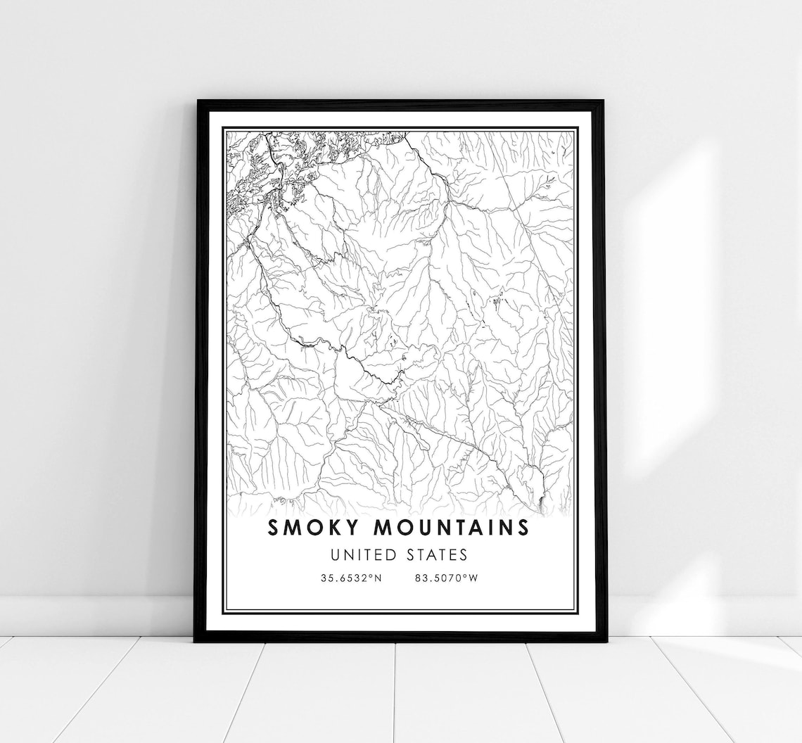 Smoky Mountains Map Poster, United States Travel