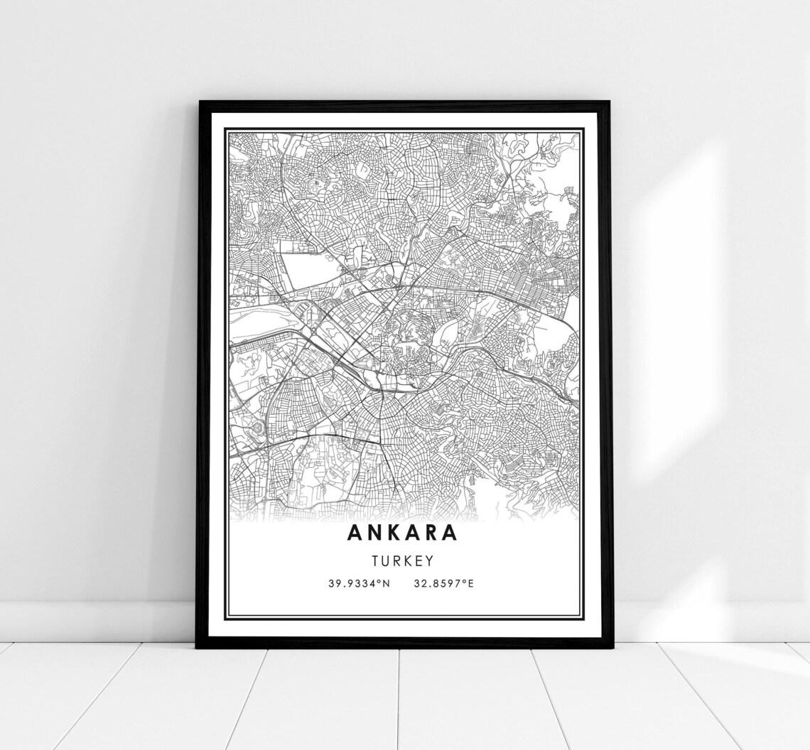 Ankara Map Travel Poster, Turkey City Map
