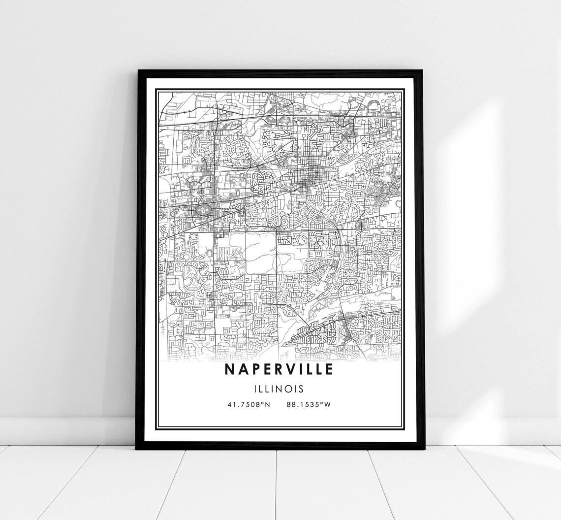 Naperville Map Print Poster, Illinois City Travel