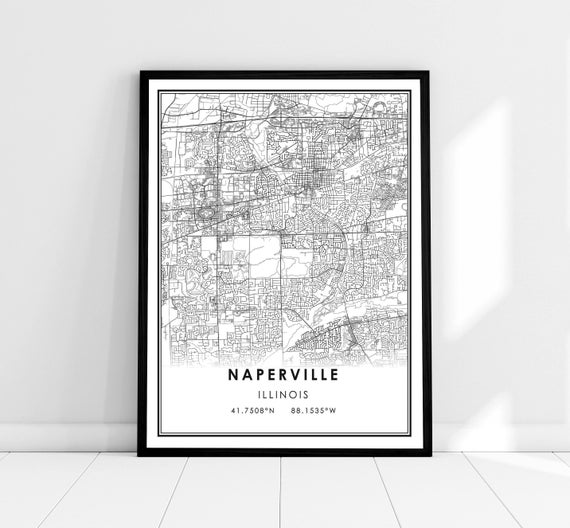 Naperville Map Print Poster, Illinois City Travel