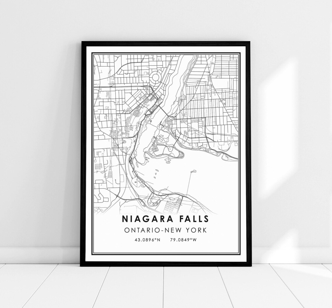 Niagara Falls Map Print, New York Travel Poster