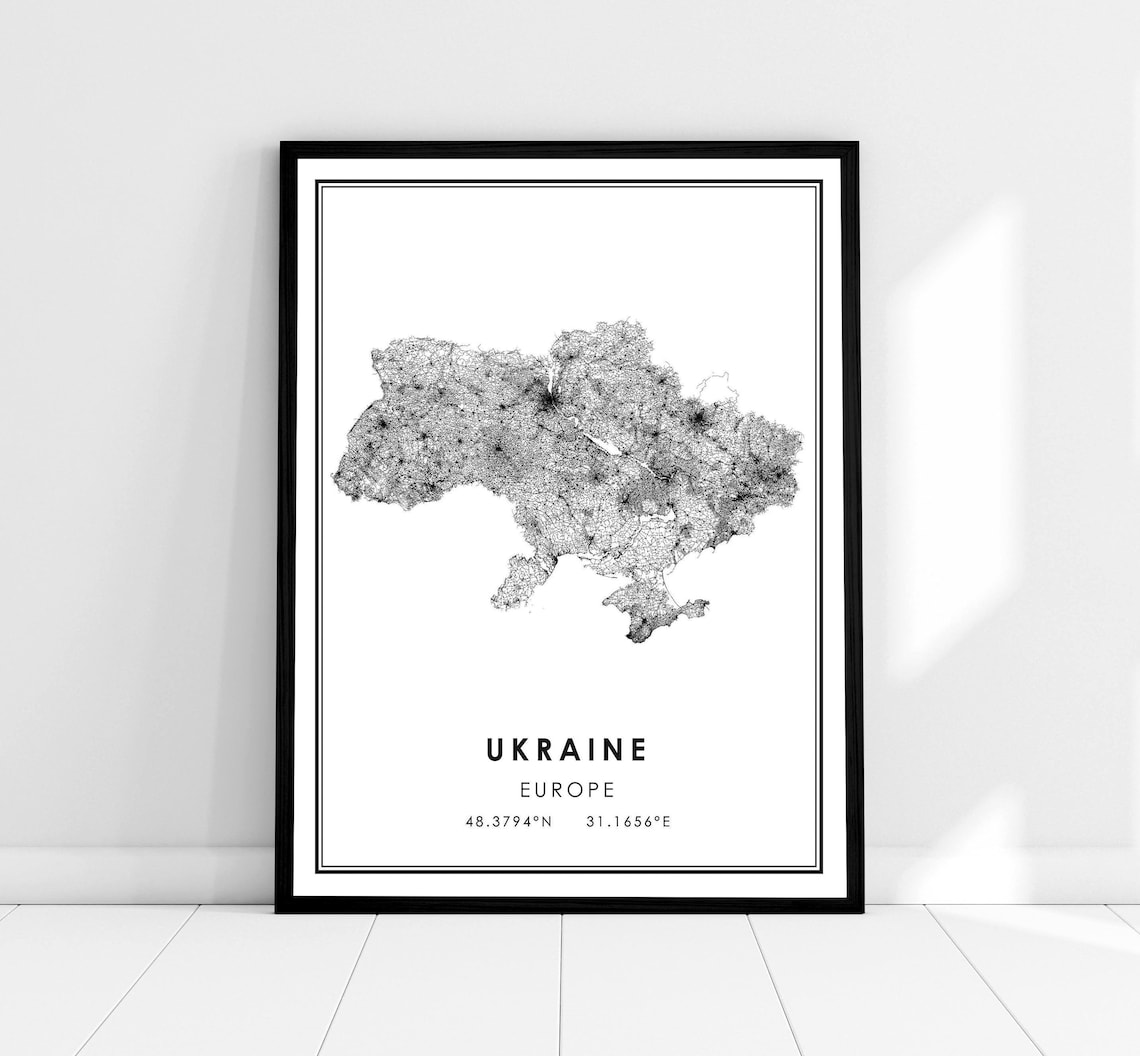 Ukraine Country Map Poster Print, Travel Map