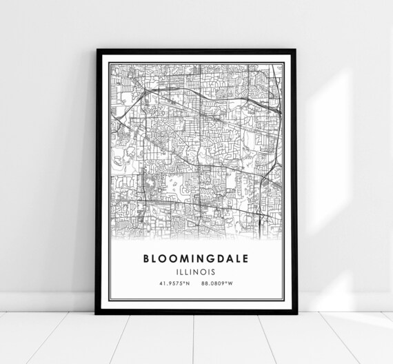 Bloomingdale Illinois Minimalist City Street Map With Coordinates Poster