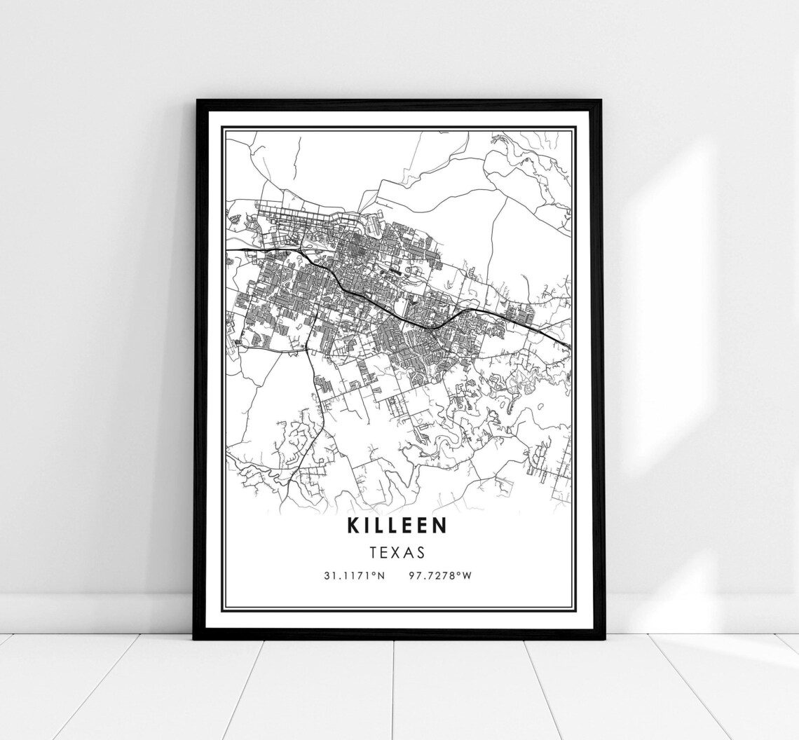 Killeen Map Print, Texas City Travel Poster