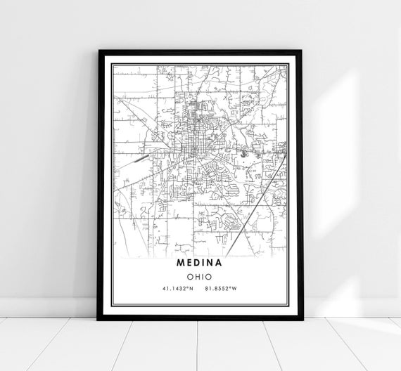 Medina Map Print, Ohio City Travel Poster