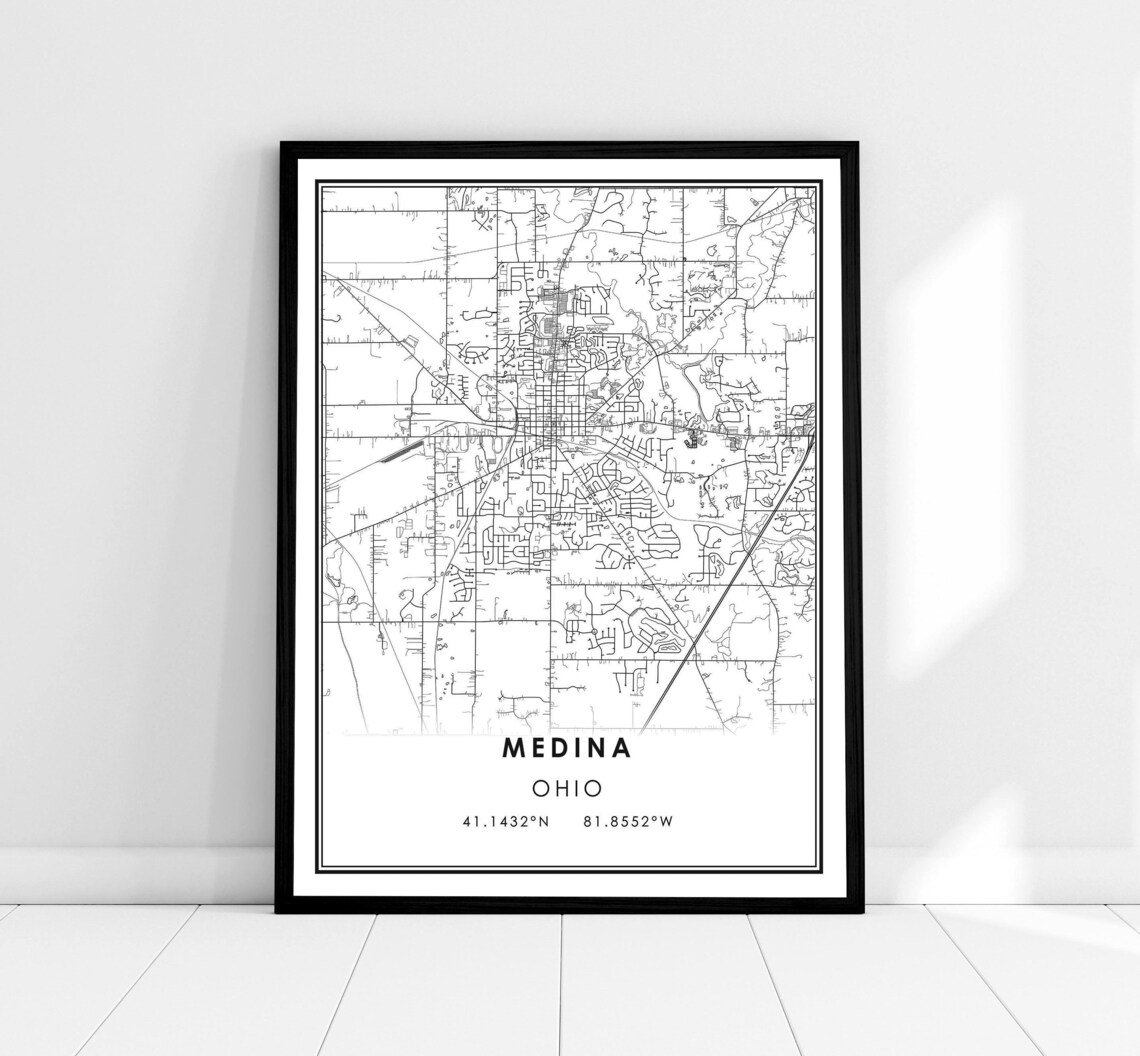 Medina Map Print, Ohio City Travel Poster