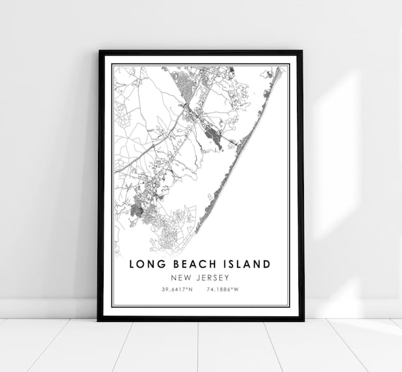 Long Beach Island Map Print, New Jersey Travel Poster