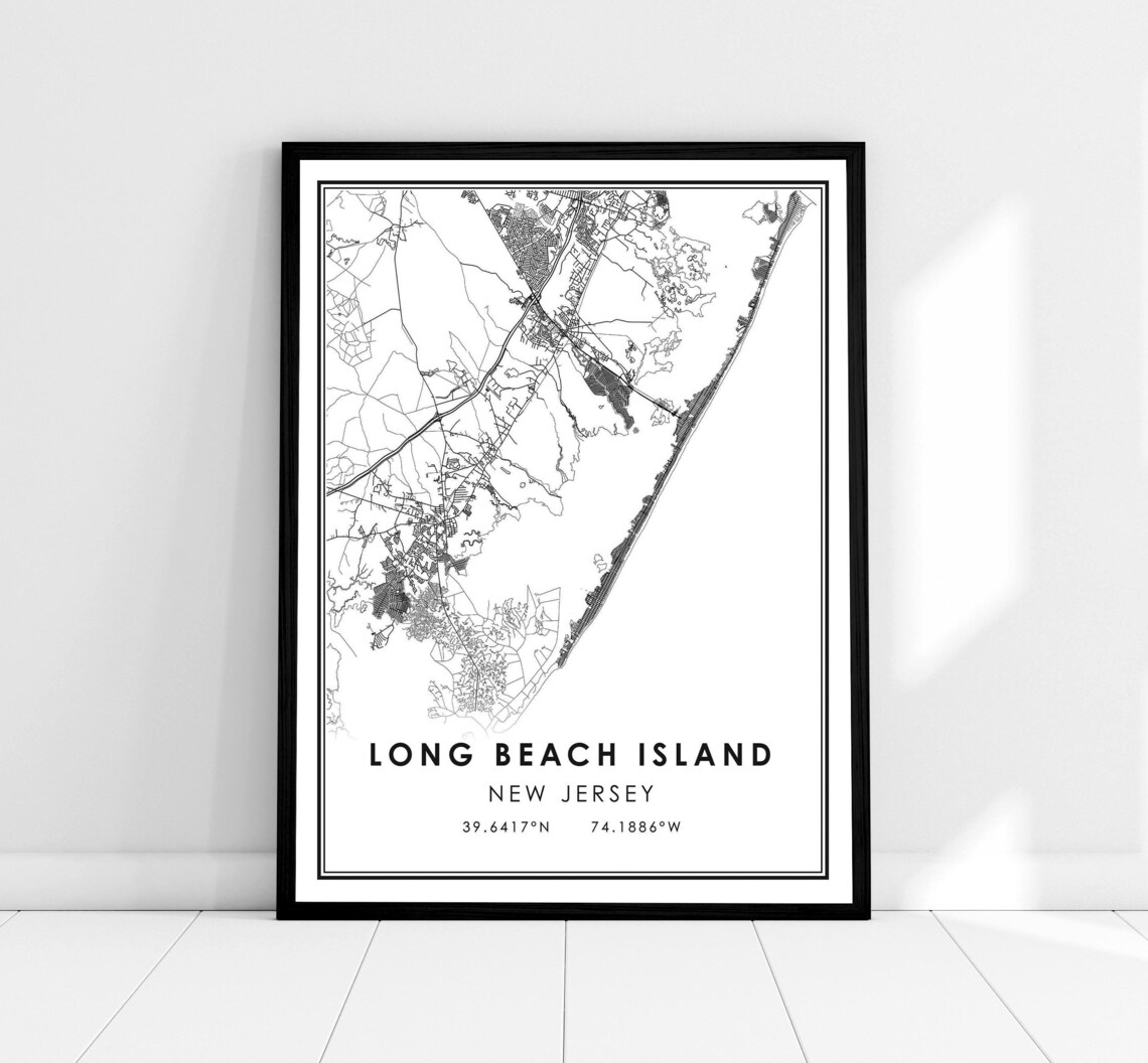 Long Beach Island Map Print, New Jersey Travel Poster